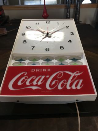 VINTAGE 1960`s DRINK COCA - COLA Lighted advertising clock Soda Sign 3