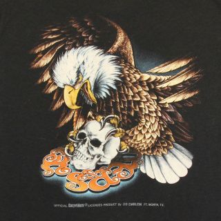 80s 3D EMBLEM Vintage T Shirt Men XXS │ EasyRiders Harley Davidson Skull Tee 2
