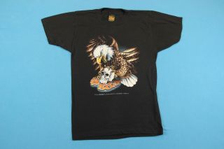 80s 3D EMBLEM Vintage T Shirt Men XXS │ EasyRiders Harley Davidson Skull Tee 3
