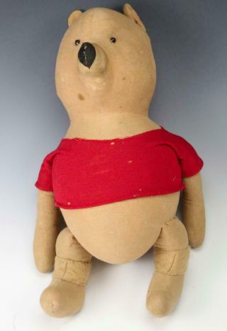 Vintage Antique Winnie The Pooh Bear Agnes Brush Doll Stuffed Animal Rare 14 "