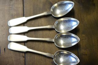 Antique Imperial Russian 84 Silver 4 Large Spoons Set