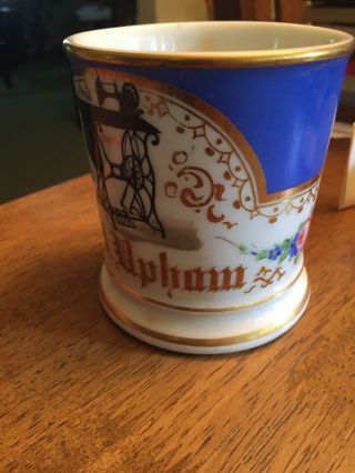 Antique Occupational Shaving Mug - E.  J.  Upham - “Singer Sewing Machine Co.  ” RARE 8