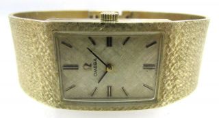 14k Yellow Gold Vintage Mens Omega Wrist Watch 7 Inches 57.  5 Grams
