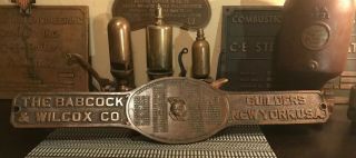 Antique Babcock & Wilcox Brass Plaque Steam Industrial Sign Tag Engine