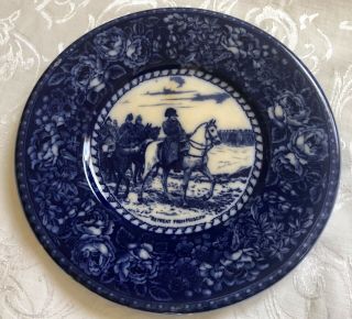 Antique Staffordshire England Flow Blue Plate Napoleon Series F&v.  I 10 " Retreat