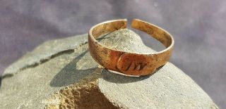 Unique Very Rare Post Medieval Bronze Signet Ring.  L29m