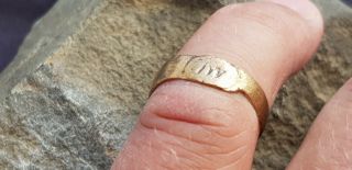 Unique very rare Post Medieval bronze signet ring.  L29m 2