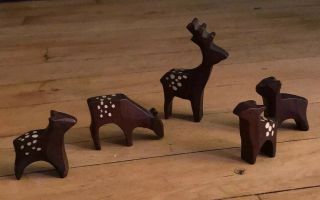 Vintage Ostheimer Wooden Figures A Set Of A Family Of Deer