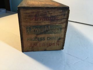 Vintage Antique Wooden 5 Lb.  Process Cheese Box Armour’s Cloverbloom Chicago IL 5