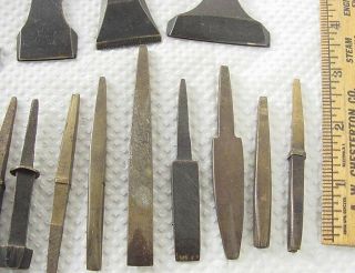 18 ANTIQUE BOOK BINDING GOLD LEAF FINISHING TOOLS BRASS BRONZE LEATHER PUNCHES 2