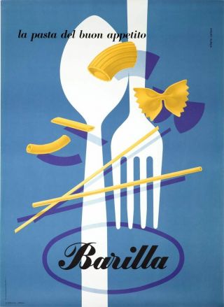 Barilla Pasta Erberto Carboni 1952 Vintage Italian Food Poster 26x36