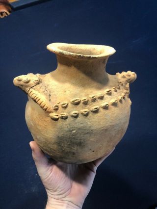 Mlc S2238 Old Pre Columbian Toad Frog Effigy Pot Pottery Big 9” X 8 1/2”