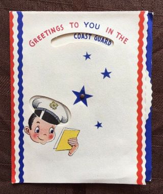 Terrific Vintage WWII Moveable Greeting Card Navy Army Marines Coast Guard, 4