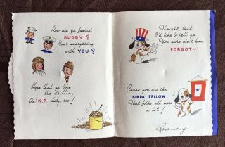 Terrific Vintage WWII Moveable Greeting Card Navy Army Marines Coast Guard, 6