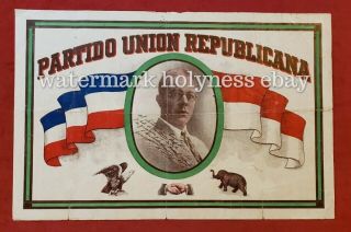 Vtg Political Poster / Partido Union Republicana / M.  Nadal Puerto Rico 1936