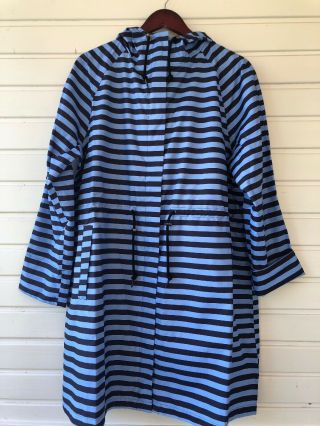 Nwt Marimekko Jalava Tasaraita B Raincoat With Pockets And Hood Size M