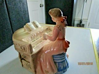 Josef Originals Porcelain Musical Figurine Lady Playing Piano Musicbox Vintage