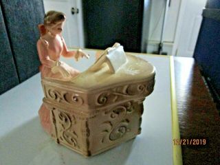 Josef Originals Porcelain Musical Figurine Lady Playing Piano Musicbox Vintage 2