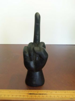 Vintage Wood Hand Carved Middle Finger Statue