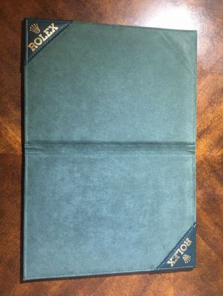 Rolex Vintage Display Pad Foldable Dark Green Leather Suede 8.  25” X 12”