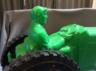 Vintage Large 1960 ' s Green Plastic Blow Mold Farm Tractor Toy 3