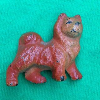 1930 Hubley Painted Iron Dog Red Pomeranian Paint Lancaster Pa