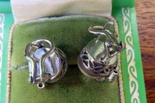 Vintage palladium ART DECO ANTIQUE 1920 ' s 1930 ' s MABE PEARL DIAMOND earrings C4 9