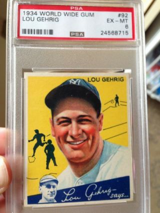 1934 Goudey Lou Gehrig Psa 6 Rare