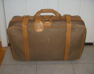 Vintage Gucci Gg Monogram 23 " / 14 " Luggage Traveler Weekender Bag - Italy