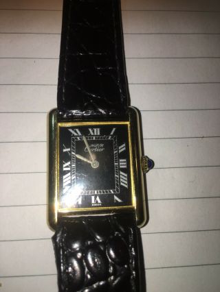 Cartier Must De Tank Vintage Gold Plated Sv925 Hand Winding Watch