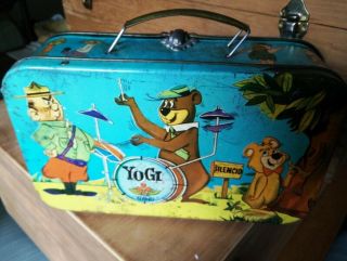 Vintage Rare Hanna Barbera Tin Lunchbox Argentina Top Cat Flintstones Yogi &,