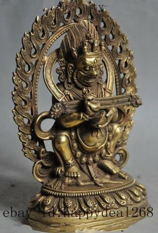 Tibet Buddhism Brass Protect Buddhism Vajra Mahakala God Buddha Statue D02