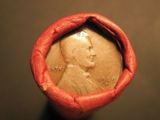 Au Unc & S - Roll Of Lincoln Wheat Cents Antique Pennies - 1909 - S & Vdb Ends
