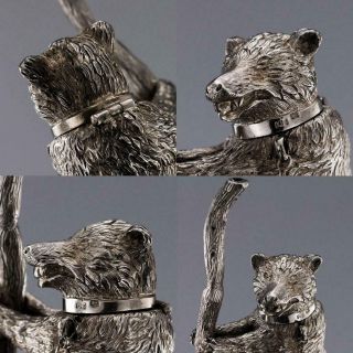 ANTIQUE 19thC RARE VICTORIAN SOLID SILVER NOVELTY BEAR INKWELL,  SHEFFIELD c.  1885 10