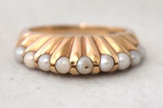 Vintage 14k Solid Gold And Pearl Ring Size 6