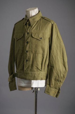Vtg 1955 Overalls Battle Dress Blouse British Army Green Denim Jacket Size No.  7