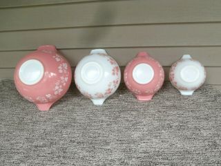 VINTAGE PINK PYREX GOOSEBERRY CINDERELLA MIXING BOWL SET 4 - 2