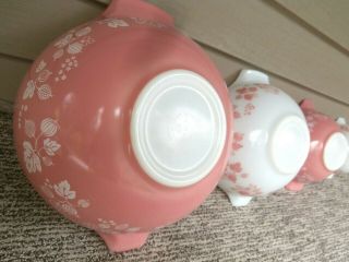 VINTAGE PINK PYREX GOOSEBERRY CINDERELLA MIXING BOWL SET 4 - 3