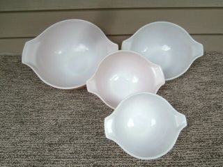 VINTAGE PINK PYREX GOOSEBERRY CINDERELLA MIXING BOWL SET 4 - 6