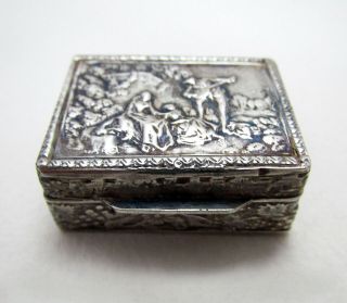 Italian Vintage 1975 Solid Sterling Silver Pill Snuff Pocket Box Case