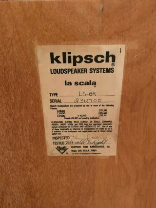 Klipsch La Scala Vintage Matched Pair 6