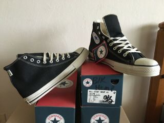 Rare Usa Vintage Converse Chuck Taylors All Stars - In - Box Sz 9.  5 Blck Hemp Hi