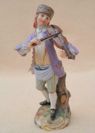 Antique Meissen Porcelain " Man With Violin " Musician Figure 19