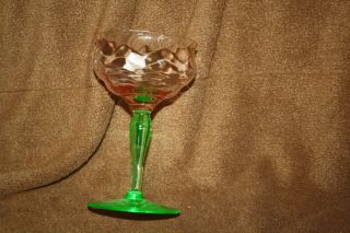 Watermelon Green And Pink Depression Champagne Glass