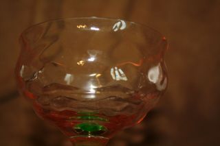 Watermelon green and pink depression Champagne Glass 2