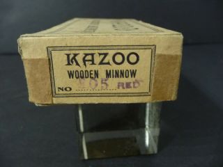 c.  1910 Red KAZOO Wooden Minnow Rhodes Shakespeare 105 Box NearMint 6