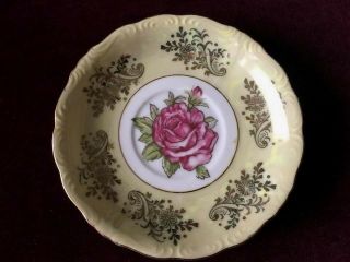 Vibrant Vintage Yellow Royal Halsey Very Fine China Pink Rose Tea Cup & Saucer 4