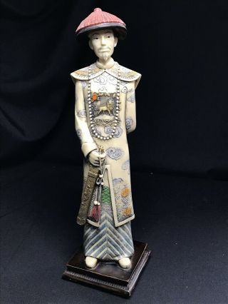 Rare Vintage Unusual Oriental/chinese Emperor/nobleman Carved Resin Statue
