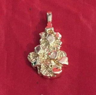 Vintage 1980s Solid 14k Yellow Gold Nugget Necklace Charm Pendant 5 Grams