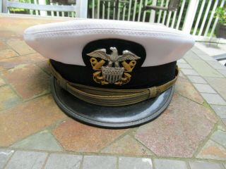 Vintage Wwii Era Naval Officers White Uniform Hat